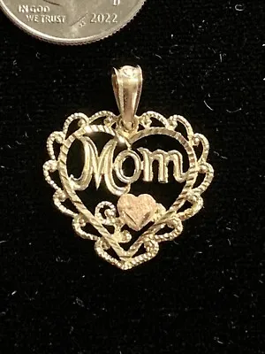 14k Gold Mom Heart Pendant Charm Jewelry • $69.95