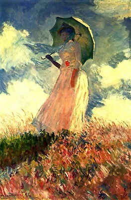 Woman With Sunshade By Claude Monet Giclee Fine Art Print Reproduction On Canvas • $49.95