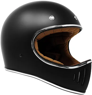 Full Face GDM Rebel Retro Vintage Motorcycle Helmet DOT Matte Black Scrambler • $99.95