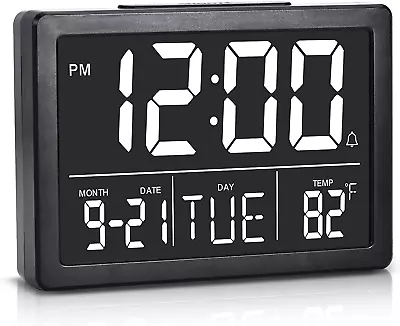 Digital Alarm Clock With Date And Day 6.3  Large Display SnoozeTemperature ! • $26.53