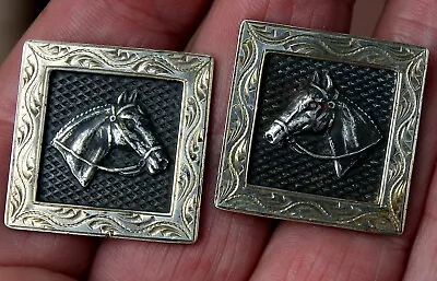 Magnificent Old 925 Sterling Silver HORSE PORTRAIT Cufflinks Plafina Of Mexico • $45