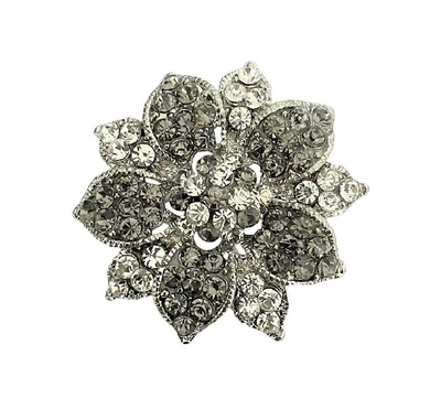 £6.99 • Buy Silver Flower Brooch Pin Crystal Broach Bouquet Wedding Women Dress Jewellery UK