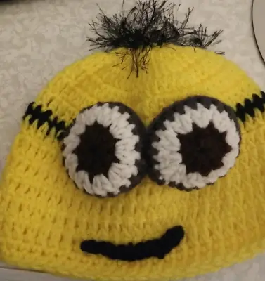 DESPICABLE ME Unisex Kids One SIZE Yellow Knit MINION Winter Handmade Cap Beanie • $6.49