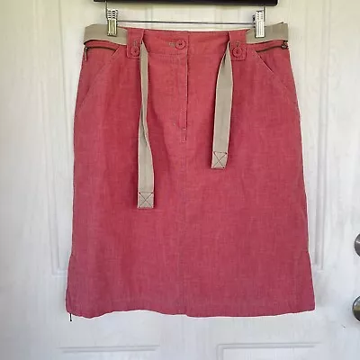 J. Jill Womens Nantucket Red Salmon Pink Skirt Size 10 Cotton Short Side Zippers • $24.99