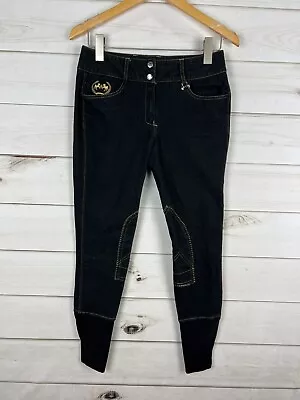 Equine Couture Pants Womens 28 Black Gray Bobbi Riding Breeches Stretch Denim • $32.99