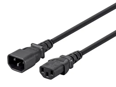 3-Prong Extension Cord - 6 Feet - Black | IEC 60320 C14 To IEC 60320 C13 18AWG • $6.68