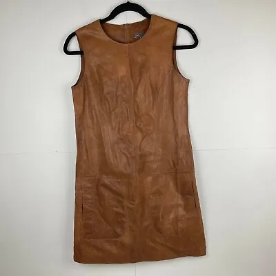 Vince Women's Brown Leather Sleeveless Dress Size Small  • $69.90