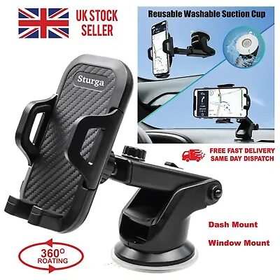 Universal Car Phone Holder 360 Rotation Windscreen / Dashboard Suction Mount • £8.95