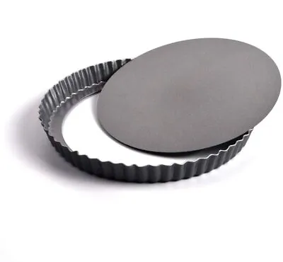 £11.98 • Buy 22cm Round Fluted Tart Tin Set Pie Quiche Flan Mould Trays Loose Bottom Base Pan