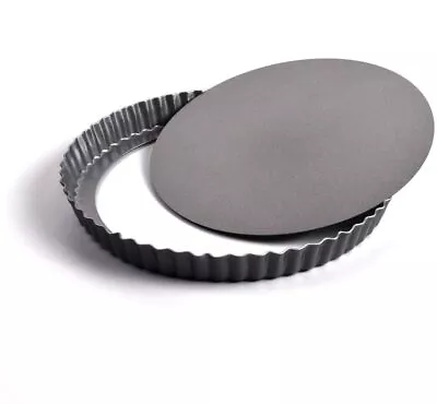 £11.98 • Buy 22cm Round Fluted Tart Tin Set Pie Quiche Flan Mould Trays Loose Bottom Base Pan