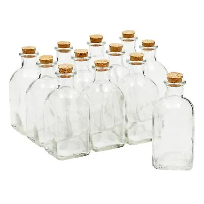 12 Pack Clear Glass Bottles With Cork Lids Tiny 6 Oz Vintage Style Potion Vases • $28.99