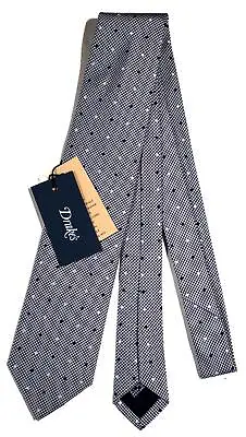 Drake's - Navy & Gray Houndstooth Tie W/Dot Pattern • $39.99