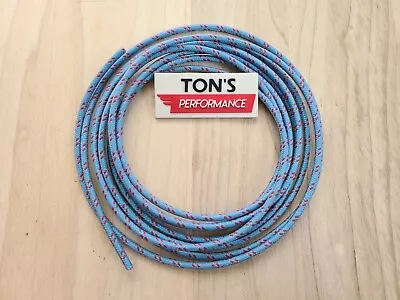 10 Feet Vintage Braided Cloth Covered Primary Wire 14 GA Gauge Blue W/ Red • $7.95