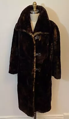 Vintage 50's Women's Dark Brown Mouton Sheepskin Fur Coat Large Collar Small/6 • $48