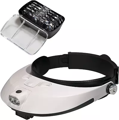 COVVY Head Magnifier With LED Lamp Light Magnifying Glass Headset Loupe For • £19.13