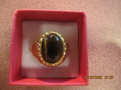  HGE Men HANDSOME SIZE 8 GOLD PLATED Ring CAT'S EYE CHRISTMAS STOCKING STUFFER • $19.88