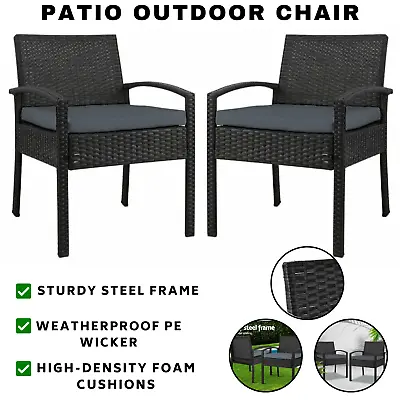$164.51 • Buy Gardeon Outdoor Furniture Dining Chairs Wicker Garden Patio Cushion Black X2