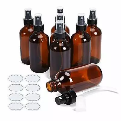 Fine Mist Sprayers 4oz Amber Boston Bound Glass Bottles 8-720pcs Spray Atomizer • $18.91