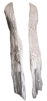 £24.99 • Buy Miso Cream Crochet Tassel Tassel Fringe Vest Tank Top Festival Boho Beach S-M
