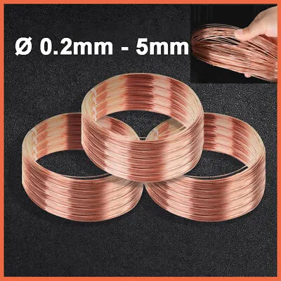 Copper Craft Beading Wire Reel Round Solid Ø 0.2-5mm Wirework Jewellery Making • $10.69