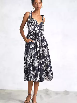 Anthropologie Forever That Girl M 190$ Flounced Floral Midi Dress Medium NWT • £125.35