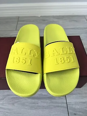 Bally Neon Yellow Rubber Pool Slide Slip On Sandal Flip Flops Shoes Size US 10 • $79.99