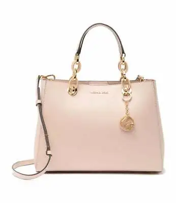 NWT MICHAEL KORS Cynthia Medium Dressy Leather Satchel $348 Soft Pink Original P • $129.99