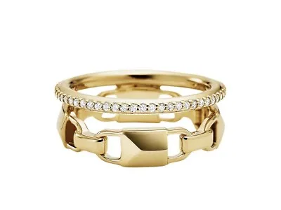 Michael Kors .925 Silver Ring. PreStacked  Size O Gold Plate Mkc1025an7 RRP £149 • £98.50