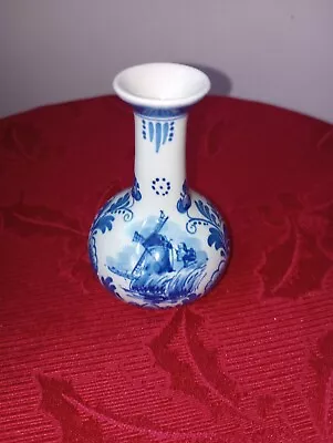 Royal Delft Blue & White Floral Miniature Porcelain Bud Vase • $20