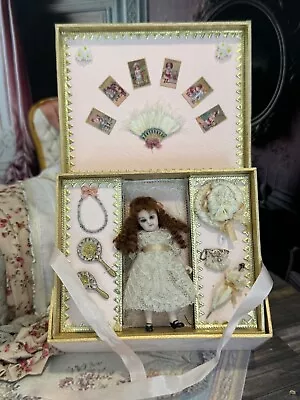 Vintage Artisan Miniature Dollhouse Antique Doll Trousseau Presentation Box Set • $199.99