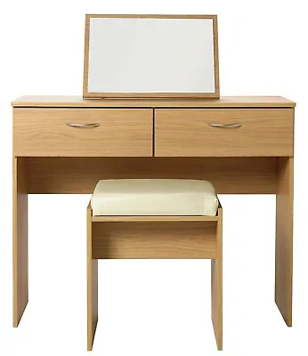 Cheval Dressing Table Stool And Mirror - Oak • £116.99