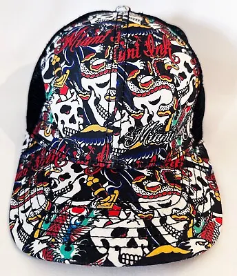 MIAMI INK All-over Skull Tattoo Embroidered Logo Fitted Hat 2008 #115665 • $18.99