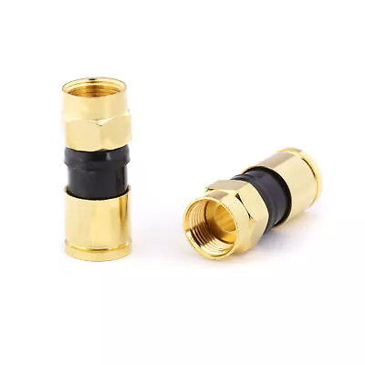 RG6 Coaxial Cable Connectors - Coax Compression Fittings W Gold - 100ea • $59.97