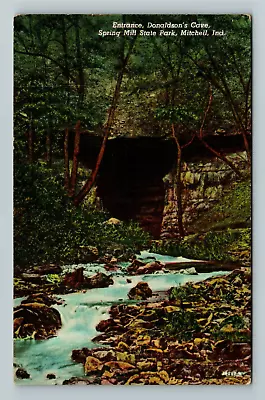 Mitchell IN-Indiana Entrance Donaldson's Cave Scenic Vintage Linen Postcard • $7.99