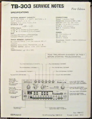 $9.99 • Buy Roland TB 303 1980's Sequencer Synthesizer Service Notes Sheets, Reproduction