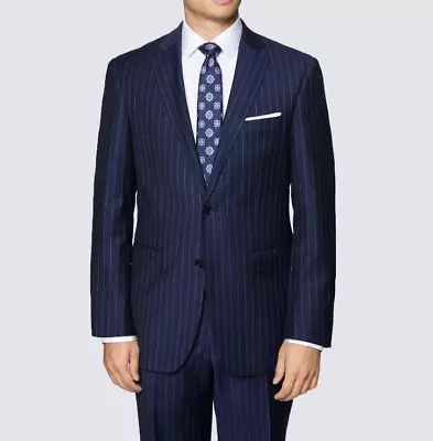 2022 TASSO ELBA Mens Navy Blue Pinstripe Full Suit 40L Wool • $49.99