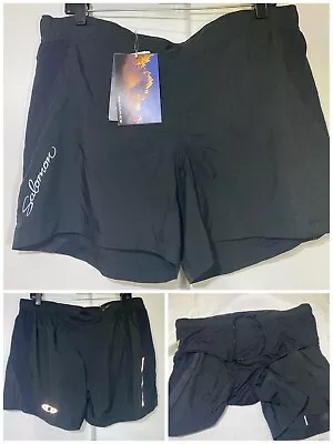 SALOMON Women’s XT II Lite Shorts ActiLite Black Brief Lined Size XL NEW! • £18.33