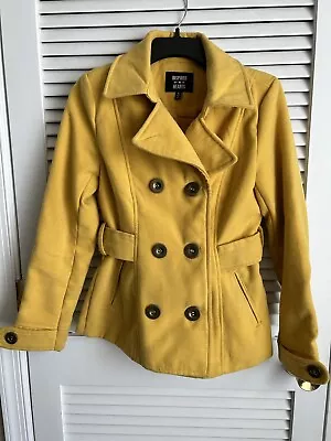 Women's Size Small Mustard Yellow Double Breasted Pea Coat Button Up Jacket • $14