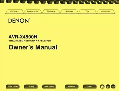 Denon AVR-X4500H Integrated Network Receiver OWNER'S MANUAL  • $24.95