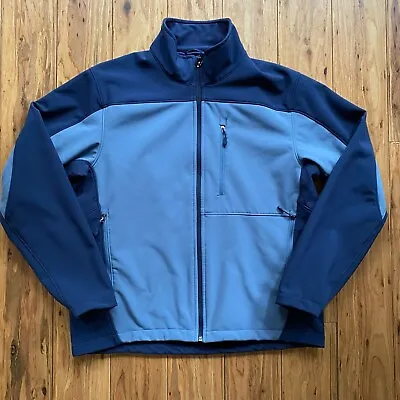 Kirkland Mens Softshell Jacket Blue Zip Pockets Fleece Lined - Size Large • $18.30