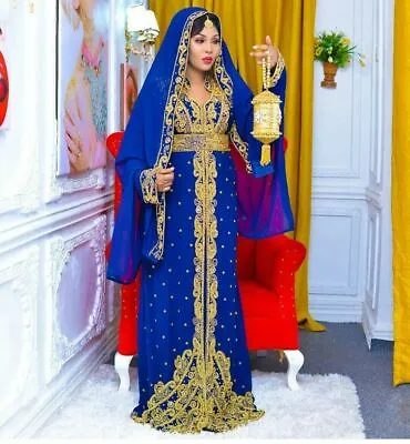 £71.99 • Buy Moroccan Islamic Dubai Kaftan Farasha Floor Length Wedding Very Fancy Gown Wear