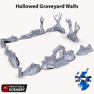 Graveyard Walls Scatter Terrain Tabletop Gaming DnD 3DPrint 32/28/20/15/10 • £5.94