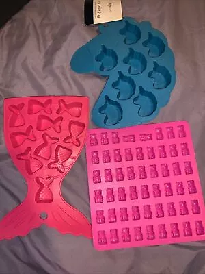 3 Silicone Molds Unicorn Mermaid Tail Gummy Bears Ice Chocolate Soap Crafts • $13