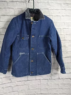 Vtg USA Made WearGuard Jacket Chore Barn Coat Blue Denim Blanket Lined Small • $42