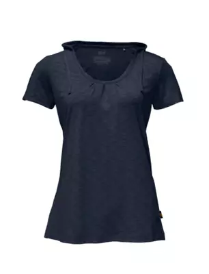 Women's JACK WOLFSKIN Scoop Neck Short Sleeve Navy Hoody Top Size  S / 8-10 EXC. • £11.99