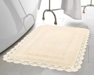 Laura Ashley Cotton XL Crochet Bath Rugs & Bath Mats 17 X24 /21 X34  Dusty Pin • $86.51