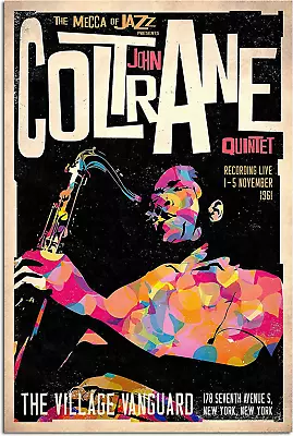 $18.99 • Buy John Coltrane Vintage Jazz Concert Poster African American Artist Canvas Print M