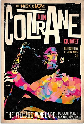 $18.99 • Buy John Coltrane Vintage Jazz Concert Poster African American Artist Canvas Print M