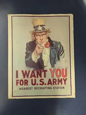 Vintage 1979 Uncle Sam  I Want You For U.S. Army  Recruiting Cardboard Poster*36 • $12