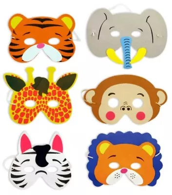 FOAM JUNGLE ANIMAL MASKs KIDs PARTY BAGs COMPLETE FILLER TOY WITH ACCESSORIES... • £3.99